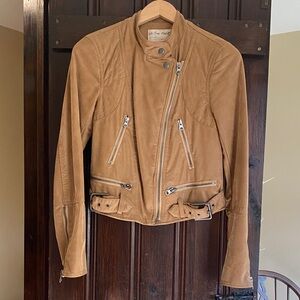Women’s We The Free  tan leather motorcycle jacket. Excellent condition! Size xs